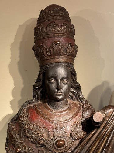 Huge 18th century  black Virgin with the Child, Roussillon - Sculpture Style French Regence