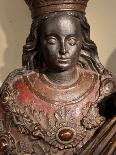 French Regence - Huge 18th century  black Virgin with the Child, Roussillon