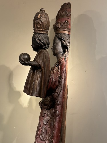 Antiquités - Huge 18th century  black Virgin with the Child, Roussillon