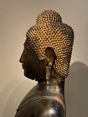 Antiquités - Large bronze Buddha , Ayuthaya , 17th c.