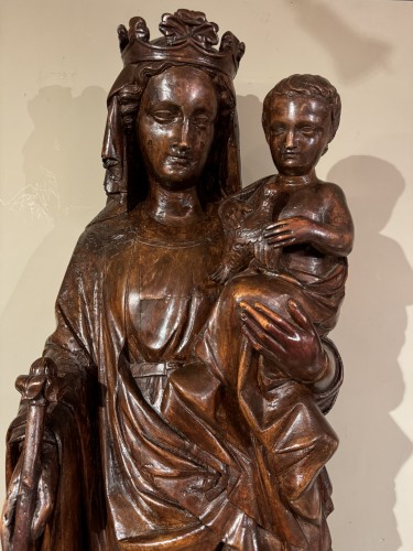 Large Virgin and Child ( 1.25m), Champagne, circa 1500 - Sculpture Style Renaissance