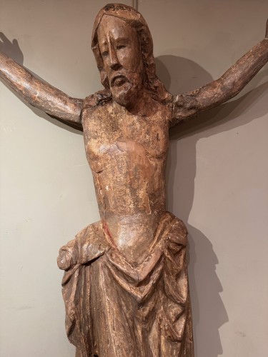 Very large Christ in poplar wood, Southern Germany 2nd half 14th century - Sculpture Style Middle age