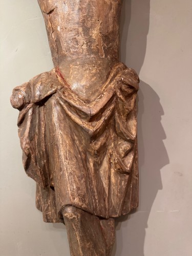 Sculpture  - Very large Christ in poplar wood, Southern Germany 2nd half 14th century