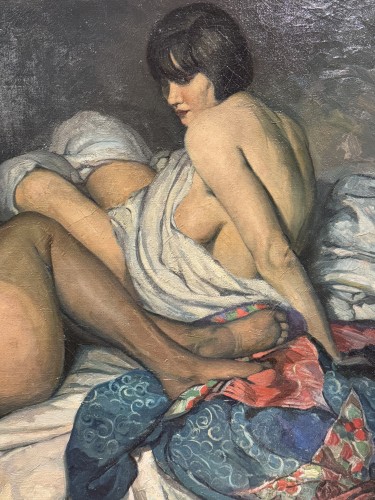 Les deux amies signé F. MOLINA, 1925 - Tableaux et dessins Style Art Déco