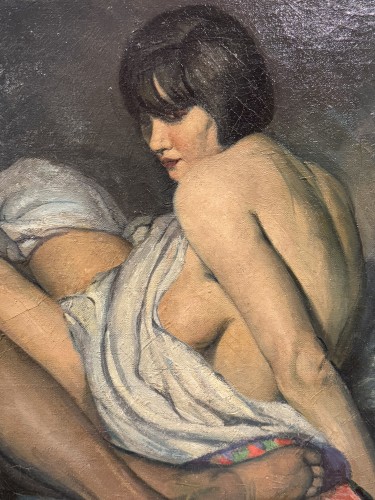 Tableaux et dessins Tableaux du XXe siècle - Les deux amies signé F. MOLINA, 1925