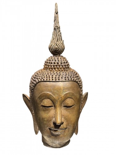 Tête de Bouddha en bronze, style du Rattanakosin Thaïlande, 19e siècle