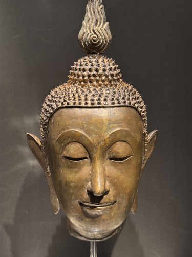 Bronze Buddha head, Rattanakosin style Thailand 19th century - Asian Works of Art Style 