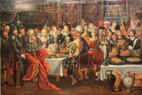 Le festin de Balthazar, Attribué à Frans FRANKEN II et son atelier 17e siècle