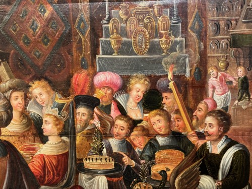 Le festin de Balthazar, Attribué à Frans FRANKEN II et son atelier 17e siècle - La Crédence