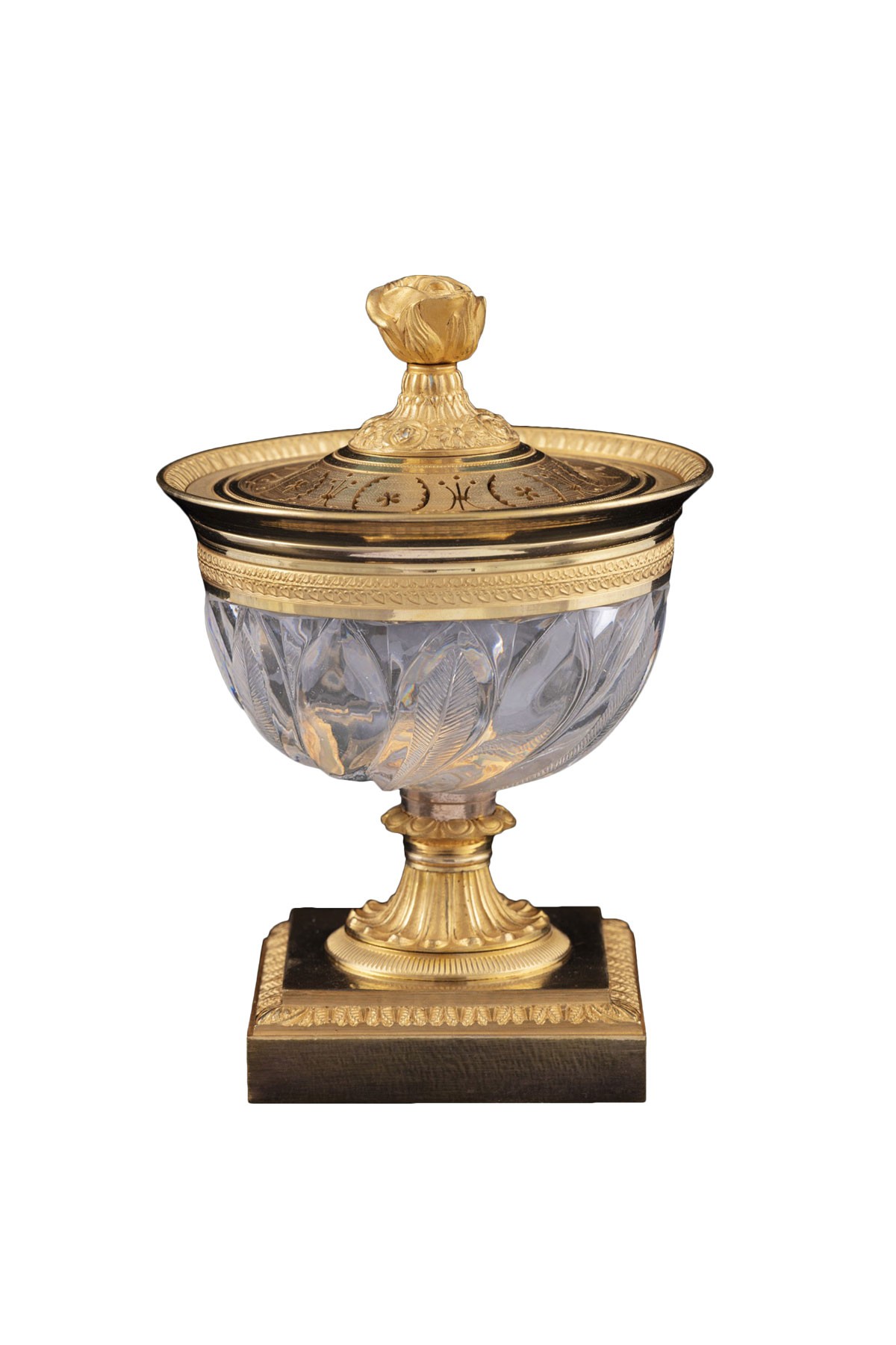 Small Empire bronze and crystal inkwell - Ref.105002