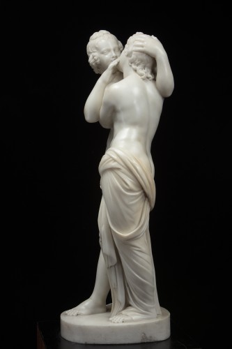 Bacchus et Ariane et Amour et Psyché, paire de sculptures en marbre blanc - Galerie Francesco De Rosa