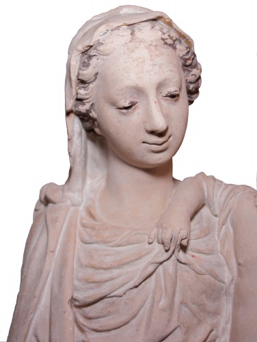 Terracotta Virgin and Child from Le Mans XVII th c. - Louis XIII