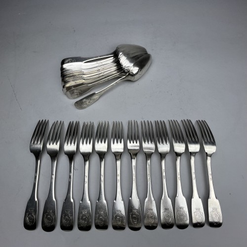 TABOUILLOT - Suite de 12 couverts de table en argent, Bar-le-Duc 1777 à 1781 - Galerie Lassus