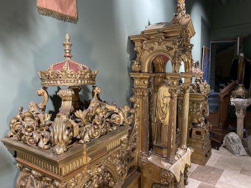  - Spectaculaire retable en bois doré  XIXe