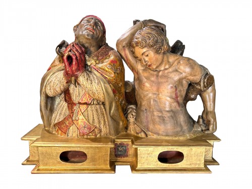 Double buste reliquaire fin XVIIe siècle