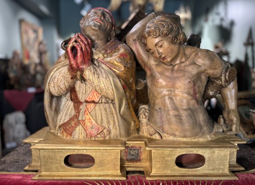 Double buste reliquaire fin XVIIe siècle - Le jardin des Moines
