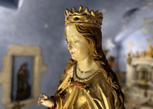 Grande sculpture de Sainte Marguerite - Circa 1500 - Le jardin des Moines