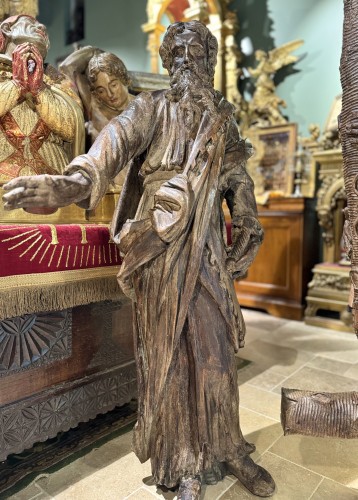 Important Pair Of Sculptures Of Saint Peter And Saint Paul - 17th Century - 