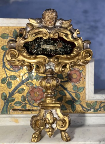 Monstrance reliquaire du XVIIIe siècle coiffée d'un ange - Art sacré, objets religieux Style 