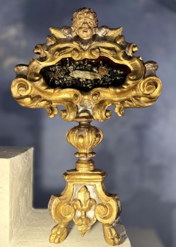 Monstrance reliquaire du XVIIIe siècle coiffée d'un ange - 