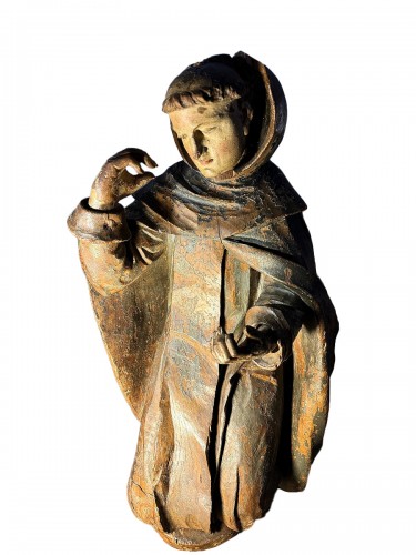 Imposing 17th Century italian Wooden Statue Of A Franciscan Saint