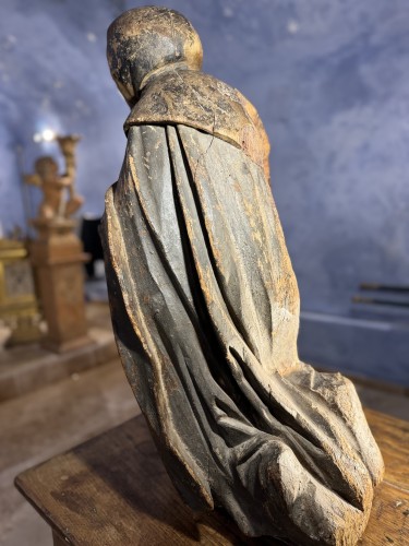 Antiquités - Imposing 17th Century italian Wooden Statue Of A Franciscan Saint