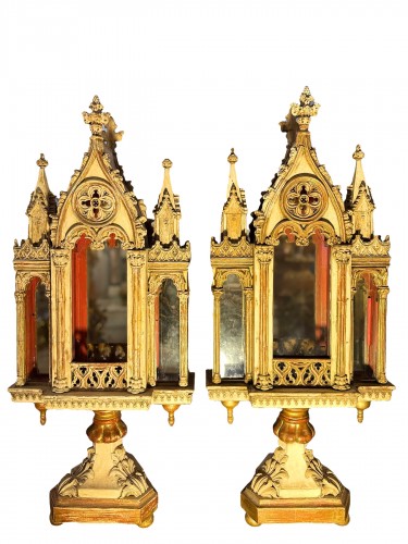 Important Pair Of Neo-gothic Reliquaries, France 19th Century 