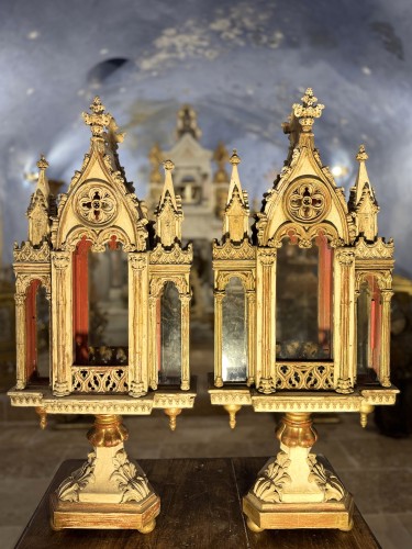 19th century - Important Pair Of Neo-gothic Reliquaries, France 19th Century 