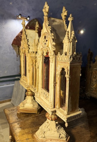 Antiquités - Important Pair Of Neo-gothic Reliquaries, France 19th Century 