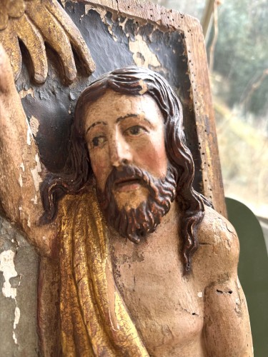 Le baptême du Christ, panneau en bois Italien de la fin du XVIe ou du début XVIIe - 