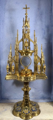 Large Neo-gothic Monstrance - 19th Century   - Religious Antiques Style 