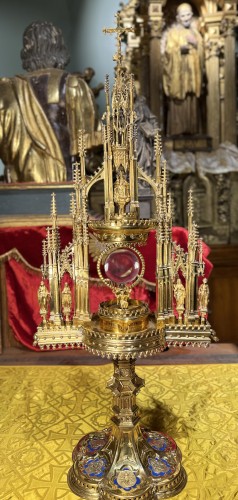 Religious Antiques  - Large Neo-gothic Monstrance - 19th Century  