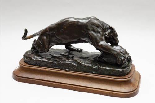 Tiger attacking a turtle, Georges Georges Gardet (1863 -1939) - Sculpture Style Napoléon III