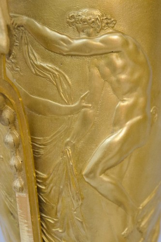 19th century - The &quot;Dionysian procession&quot; gilt bronze vases