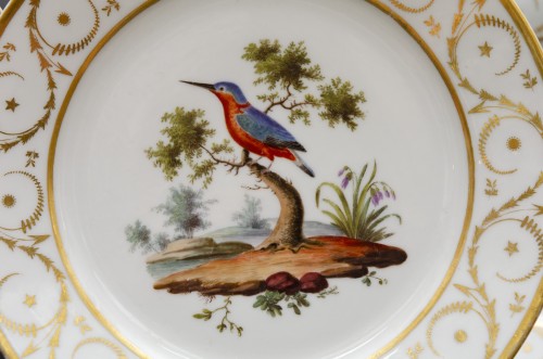 Série de 6 assiettes aux oiseaux de Buffon, Halley à Paris époque Empire - L'Egide Antiques