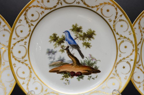 XIXe siècle - Série de 6 assiettes aux oiseaux de Buffon, Halley à Paris époque Empire