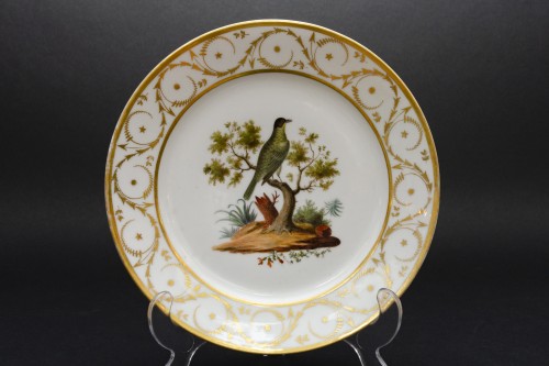 Empire - Série de 6 assiettes aux oiseaux de Buffon, Halley à Paris époque Empire