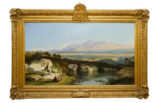 Vue de la campagne romaine, Ferdinand Joseph Bernard Marinus (1808-1890) Daté 1857