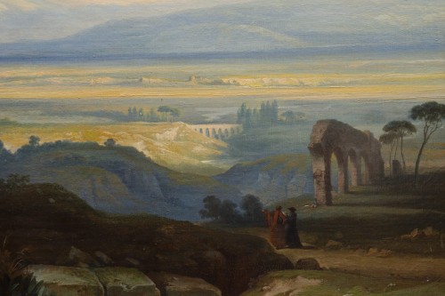 Vue de la campagne romaine, Ferdinand Joseph Bernard Marinus (1808-1890) Daté 1857 - L'Egide Antiques