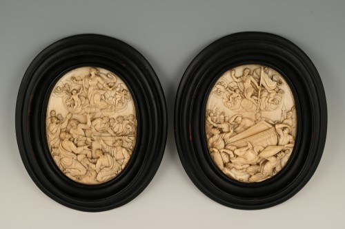 A pair of ivory reliefs - 
