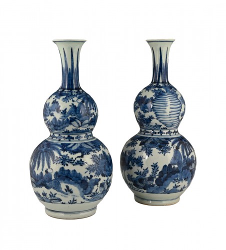 A pair of Japanese double gourd vases