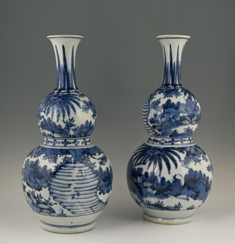 Paire de vases japonais à double gourde - 