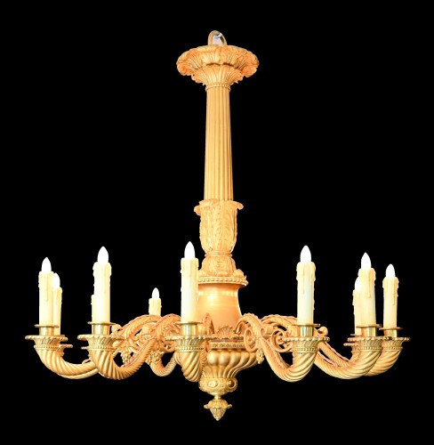 Lustre en bronze doré vers 1820 - Luminaires Style Restauration - Charles X