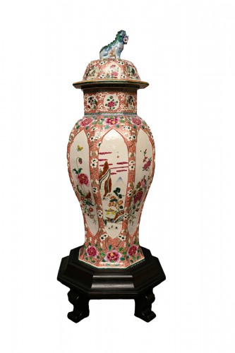 Large Chinese, Famille Rose  vase  with cover