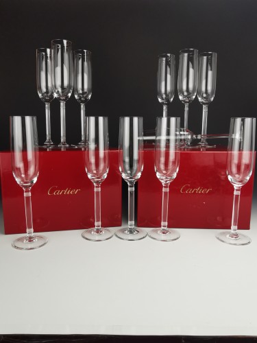 Cartier  - Ensemble de 12 Flûtes à Champagne en cristal modèle "must"