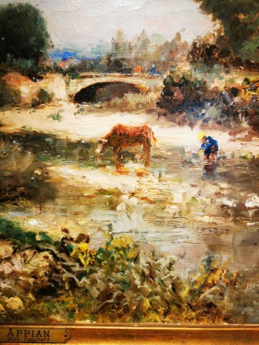 19th century - Landscape with bridge and cow - Adolphe Appian (1818-1898)