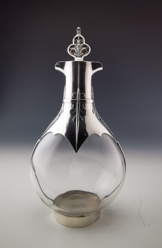 Cardeilhac - Pair Of  Crystal &amp; Sterling Silver Carafes - 