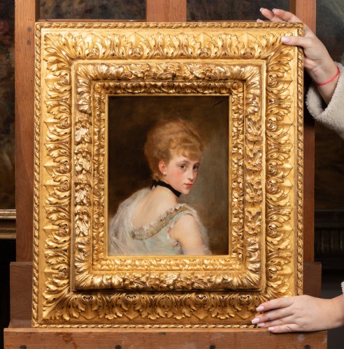 Gustave Jacquet (1846-1909)  - Portrait of an elegant lady - 