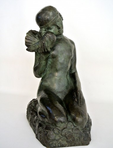 Demoiselle à la colombe - Sylvestre Clerc (1892/1965) - Sculpture Style Art Déco