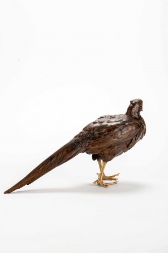 A Bronze Okimono Depicting A Pheasant (kiji , Meiji end of 19th century - 